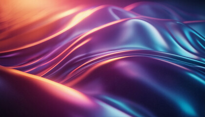 Obraz premium Holographic chrome gradient waves abstract background.