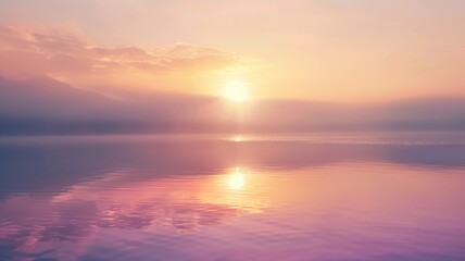 Fototapeta premium Serene sunset over calm lake with pastel sky reflection