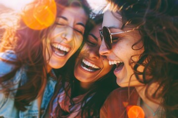 Obraz premium A joyful image of friends laughing together