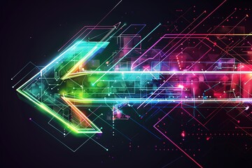 Abstract modern hight speed light arrow line technology effect. Modern abstract high speed motion. Colorful dynamic motion on a darkbackground.