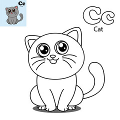 alphabet coloring cat letter c