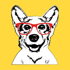 Corgi dog managment cartoon funny vector