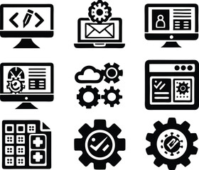 set of Programming icon illustration. computer, code, programming, software, technology, internet, program, coding, development