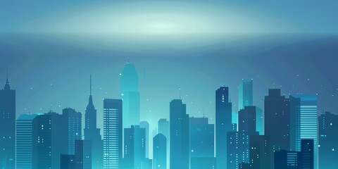 Obraz premium Abstract Vector Illustration, Futuristic blue Urban city Landscape with Advanced Smart City Technology, Graphic Resources, Wallpapers, Brochure, Websites, banner design, Advertising, web, background 