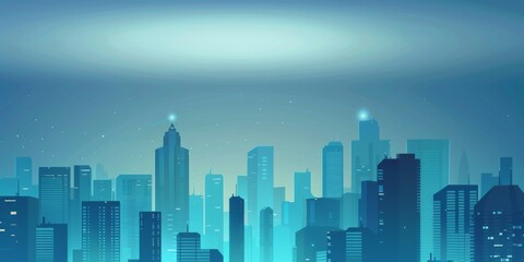 Abstract Vector Illustration, Futuristic blue Urban city Landscape with Advanced Smart City Technology, Graphic Resources, Wallpapers, Brochure, Websites, banner design, Advertising, web, background 