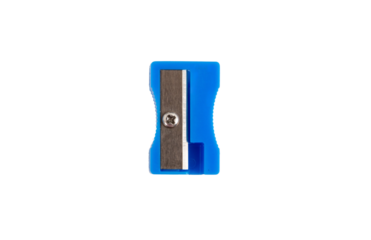 Pencil sharpener isolated on white transparent, top view, School supply	