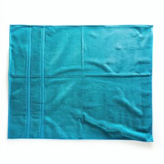 Naklejka premium A soft and absorbent turquoise blue beach towel, isolated on a pure white background, perfect for drying off after summer swims