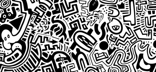 Obraz premium coloring page black and white zentangle pattern on the entire background, extra thick bold lines easy to color