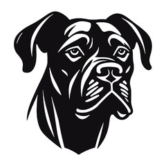 Close-up of boxer dog silhouette vector