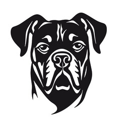 Close-up of boxer dog silhouette vector