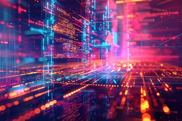 Obraz premium Abstract digital background. Big data stream. The concept of science, technology, business, space 3d rendering