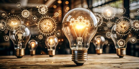 A conceptual image of a light bulb symbolizing an innovative breakthrough and smart idea, showcasing genius marketing strategy planning and creative thinking in business