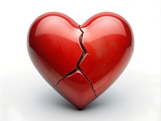 red broken heart on white background
