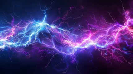 Electric abstract wallpaper featuring dynamic purple and blue lightning, captured in ultra-high definition.