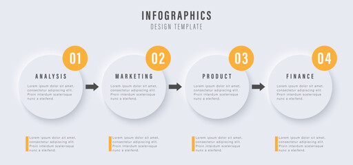 4 steps. Business infographic presentation. Minimalist bar chart design. Graphic visualization of statistics.