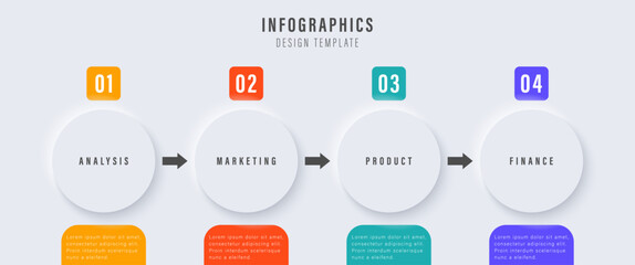 4 steps. Business infographic presentation. Minimalist bar chart design. Graphic visualization of statistics.