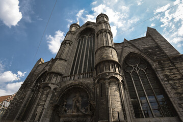 Fototapeta premium Majestic Facade of Saint Nicholas' Church on a Summer Day - Ghent, Belgium