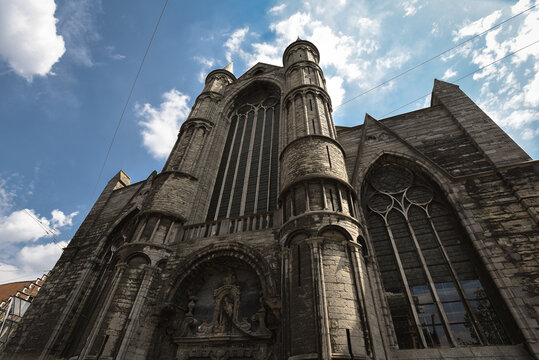 Majestic Facade of Saint Nicholas' Church on a Summer Day - Ghent, Belgium