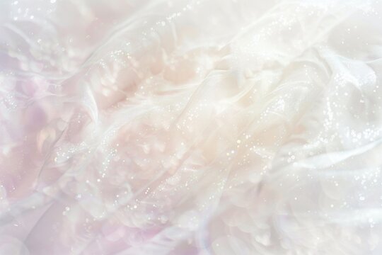 A pure white backdrop with a hint of shimmering mist and faint pastel hues, creating an ethereal and dreamy atmosphere