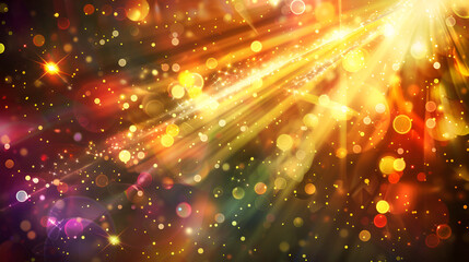 Naklejka premium Soft, glowing orbs of light in shades of orange, blue, and gold create a magical, ethereal effect against a dark background, enhancing the night with a vibrant, festive ambiance