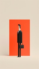 Obraz premium Confident Businessman Holding Briefcase in Formal Attire