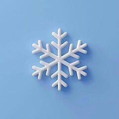 Minimalist white snowflake on light blue background. Perfect for winter, holiday, and seasonal-themed designs and decorations.