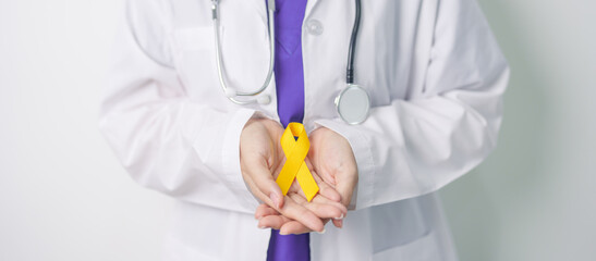Sarcoma Cancer day July, Yellow September, Suicide prevention day, Childhood, bone and bladder cancer Awareness month, Yellow Ribbon for supporting people life and illness. Health and World cancer day