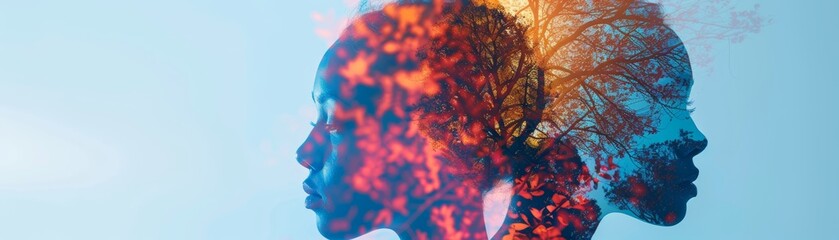 Abstract portrait of two faces merging into one.