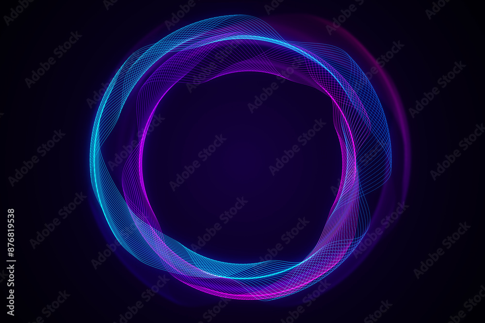 Poster Creative digital tech circle on dark background. Big data and technology concept. 3D Rendering.