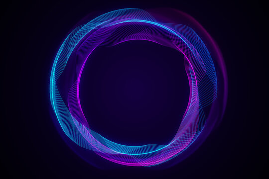 Creative digital tech circle on dark background Big data and technology concept 3D Rendering