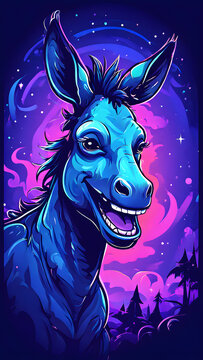 Ai generated illustration of cartoon donkey