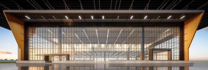 Modern Glass Hangar Building