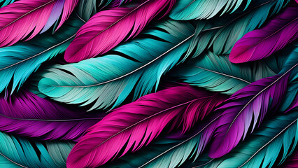 AI generated artistic background with bird feathers