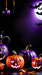AI generated image of Halloween decorations on dark