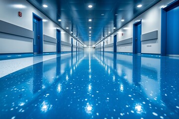 Blue Shiny Hospital Hallway