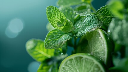 Fresh Mint and Lime Close-up