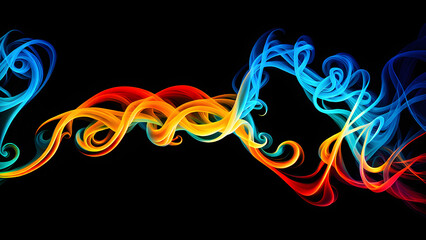 AI generated image of abstract glowing lines on dark background