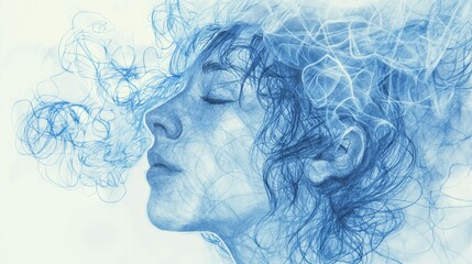 Woman with smoke art portrait