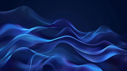 Obraz premium Abstract blue waves depict a data stream concept, visualized through a vector illustration.
