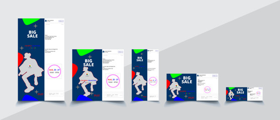 Set of editable modern minimal social media posts and web ads template