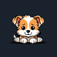 Vector illustration of puppy isolated on dark background