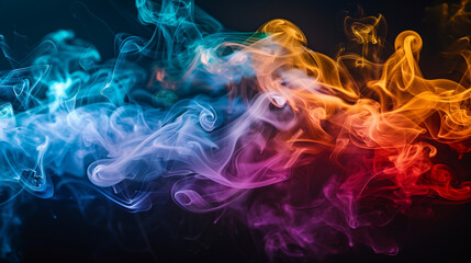 colored smoke on black background 