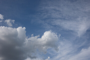 Blue sky. Beautiful Cumulus clouds flying across the sky,