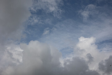 Blue sky. Beautiful Cumulus clouds flying across the sky,