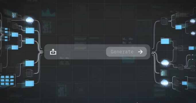 Prompt input field of an artificial intelligence, generate button is clicked and the AI starts working