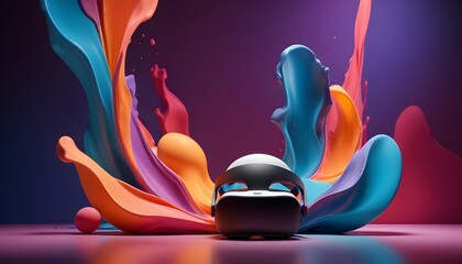 VR futuristic virtual reality and AR technologies 3d meta verse concept mockup without people