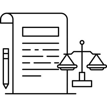 legal document, scales, pencil, black outline clip art preview