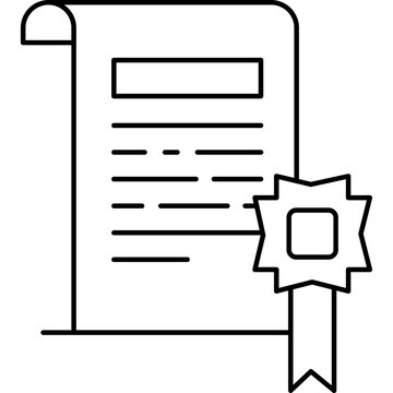 certificate document with ribbon badge outline clip art preview