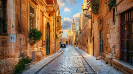 Obraz premium Mdina, Malta - November 11, 2015 : Mdina City street view . Mdina is populer tourist destination in Malta