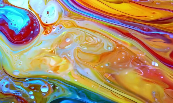 Colorful Saturated Abstract RTrippy psychedelic colorful rainbow liquid marble gradient waves animation. Trendy hypnotic abstract organic ebru ripples and folds fluid art video.efeacting Fluid Texture
